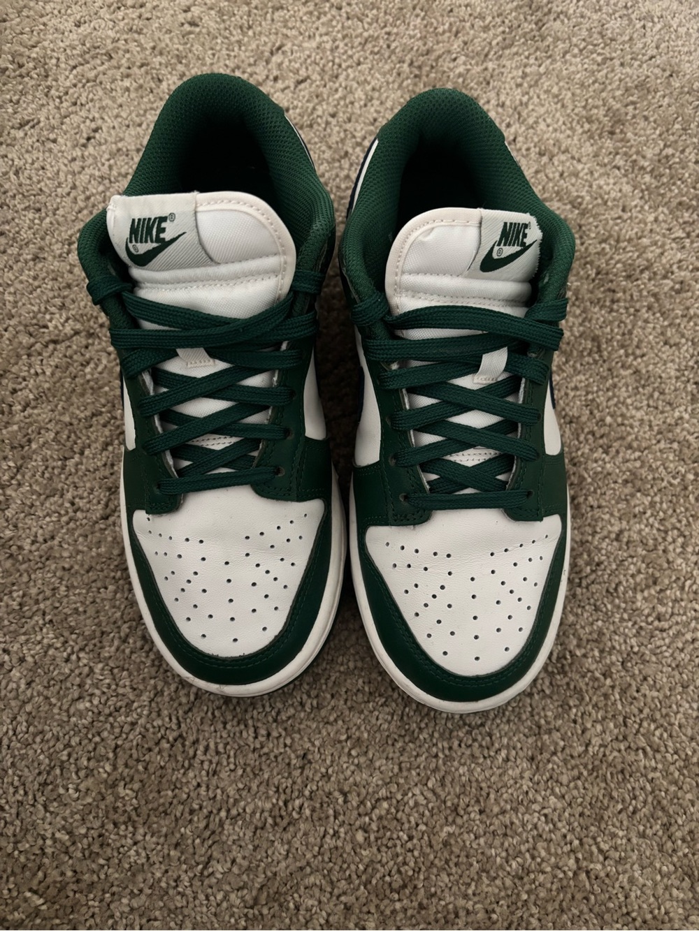 Nike Low-Top Sneakers in White & Dark Green